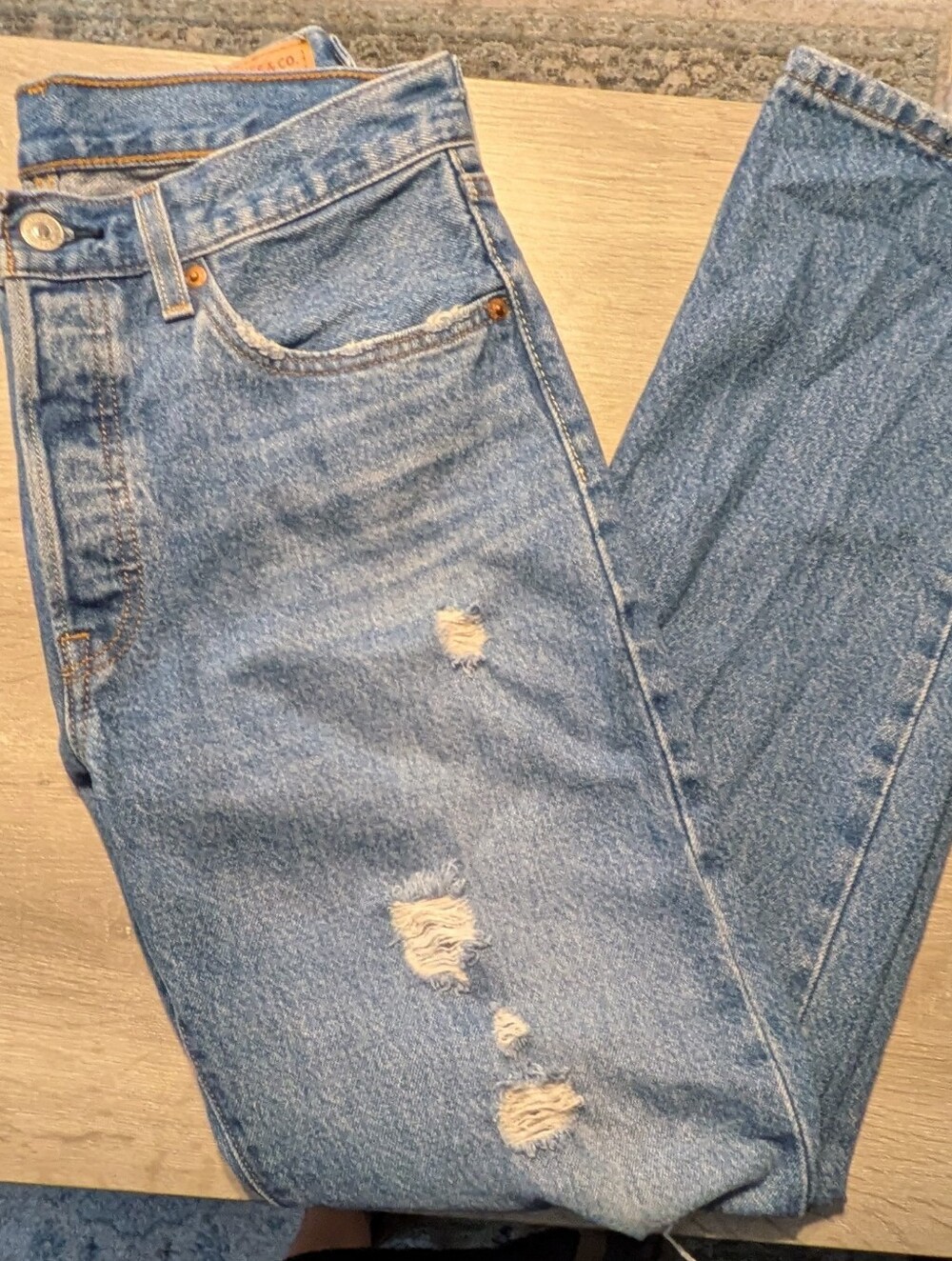 Levi's 501 Classic Blue Denim Jeans 27x30 - Picture 6 of 12
